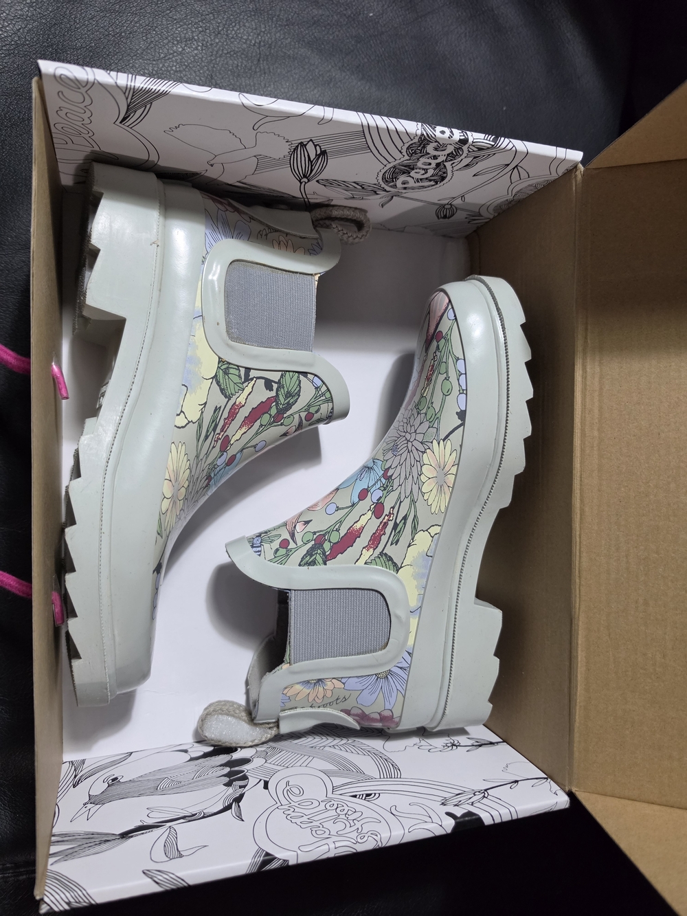 Floral Print Slip-On Rain Clogs - Pastel Multi